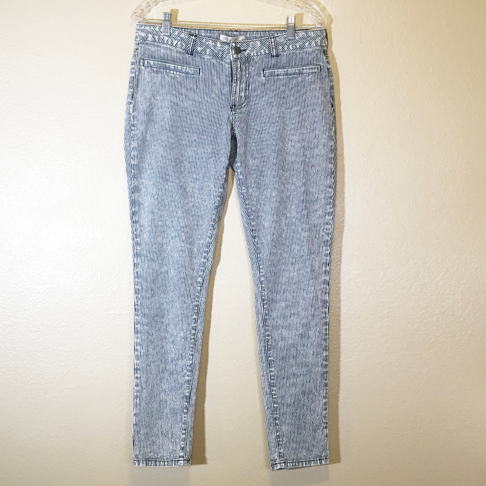 DE Collection Pin Striped Skinny Jeans Navy 8 NWT